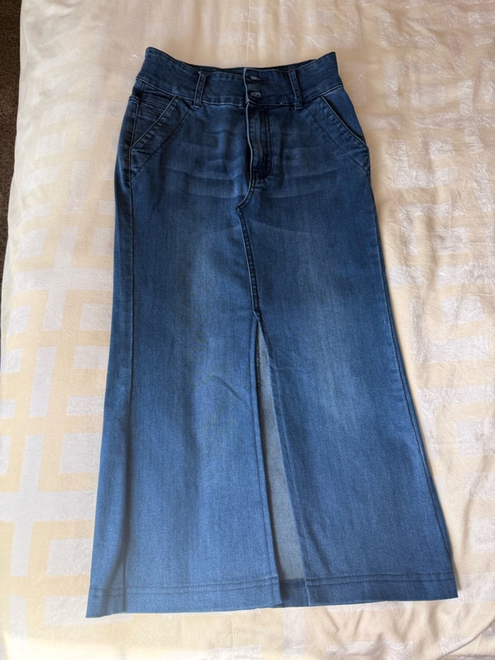 Venus Maxi Denim Skirt with Front Slit